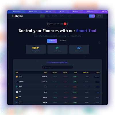 Crytio – Crypto Trading Platform & Community blockchainui branding cleanui cryptocommunity cryptodashboard cryptotemplate cryptotrading crytio design developerfriendly fintechdesign logo reactjs tailwindcss tradingui ui ux vite web3
