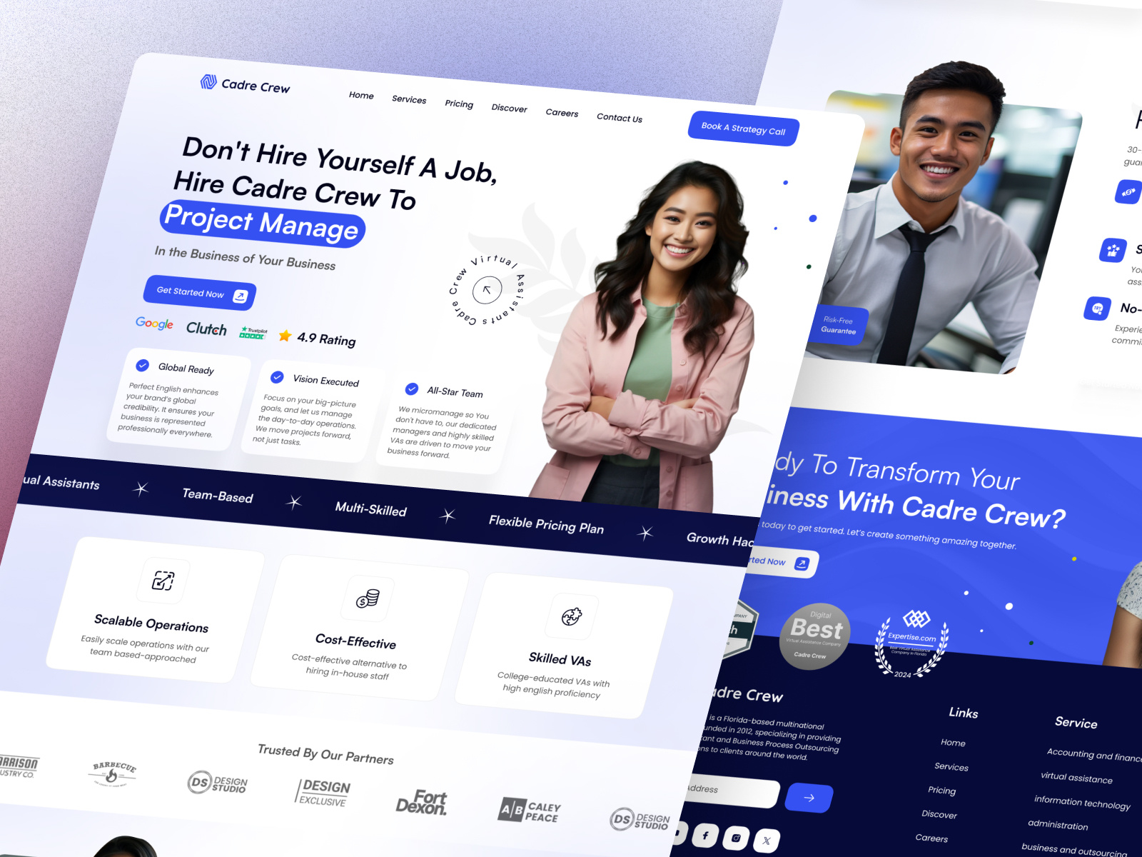Example of Cadre Crew website design and development