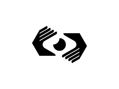 Pick eye geometry hand icon logo mark movie pick video