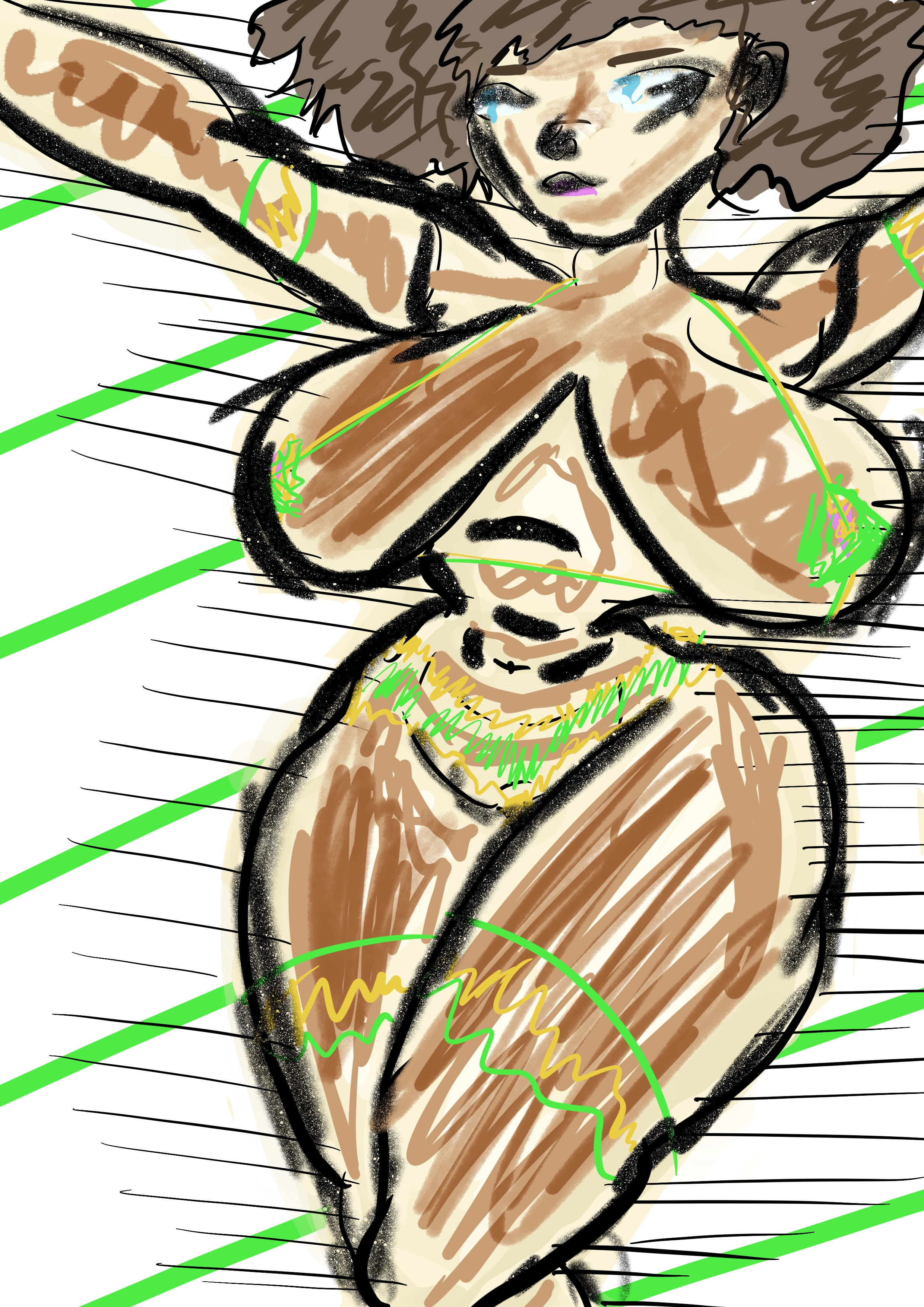 Festival art beach color digital art festival sexy swimsuit woman