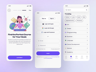 Online Education App - Onboarding e learning education app learning app online course online education app online learning