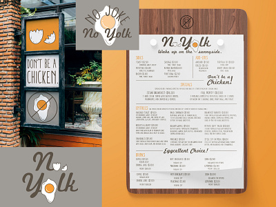 No Yolk Cafe brand concept brand design branding breakfast brunch cafe cafe branding design graphic design illustration layout design logo menu menu design restaurant