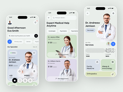 AI Healthcare Mobile App android app design doctor app health health care app health tracking healthcare ios ios app design medical app medical tracking app minimal mobile online doctor app online doctor booking video call