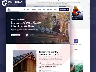 Roofing Webiste design figma funnel ghlking gohighlevel graphic design landingpage roofing website ui