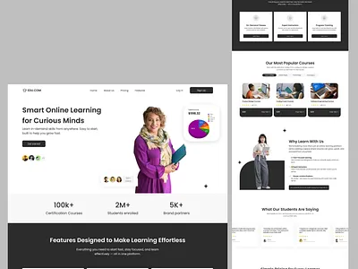 E-Learning Landing Page Design(EDU.COM) animation branding design e learning graphic design illustration landing pager logo ui uidesign uiux uiuxdesign uiuxdesigns vector