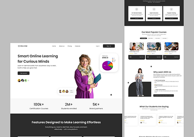 E-Learning Landing Page Design(EDU.COM) animation branding design e learning graphic design illustration landing pager logo ui uidesign uiux uiuxdesign uiuxdesigns vector