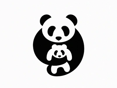 Pandas V 3 logo mark negative space panda symbol vector