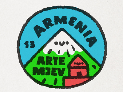 Armenia sticker armenia artemjev cartoon cute design doodle fun illustration japanese kawaii lettering lofi logo mountain print sticker typography