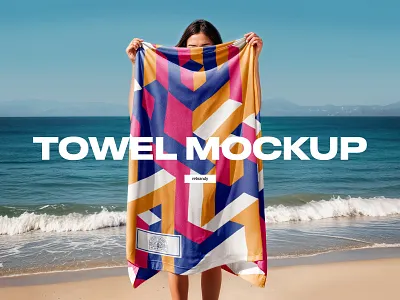 Woman Holding Beach Towel Mockup household
