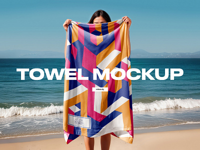 Woman Holding Beach Towel Mockup household