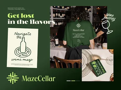 Branding for wine bar MazeCellar🍷 brand designer brand guidelines brand identity brandbook branding design green illustration logo logo design wine branding
