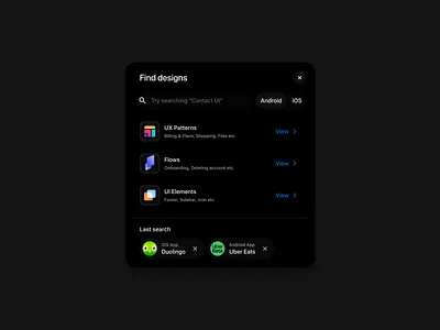 Minimal Dark - Search Modal app concept dark mode design system minimal ui mobbin search modal ui ui design user interface ux design