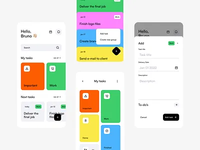 App Design: Task appdesign mobileappdesign productivityapp taskapp uidesign uiux uxdesign workflow