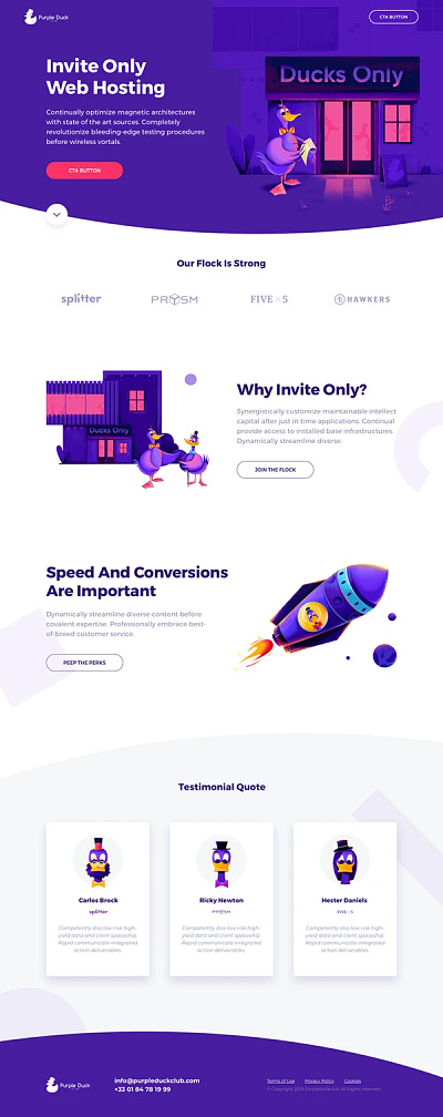 Purple Duck Club / Landingpage app branding design graphic design illustration logo typography ui ux vector
