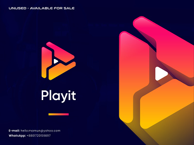 Playit - Modern letter P and Play button logo concept. a b c d e f g h i j k l m n app icon best logo branding colorful identity letter mark letter p logo letter p music logo logo logo design modern modern logo music logo o p q r s t u v w x y z play button playpause icon popular logo song symbol