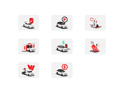 Car App Icons 3d app app design blender car electric car icon icon design illustration mobile icons