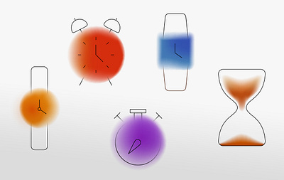 Time blur clock concept gradient icon illustration line minimal time vector watch