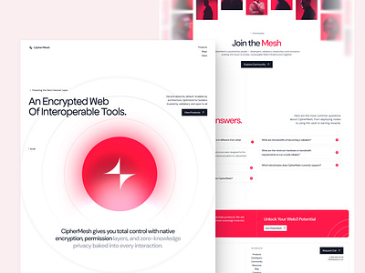 CipherMesh Web3 platform Landing Page Design crypto moon typographic web3