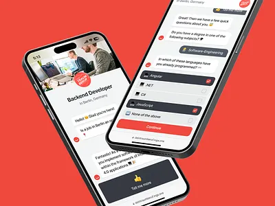 Chatbot Funnel on Mobile answer app bot chat chatbot conversion funnel interface iphone mobile multiple choice question red software ui web