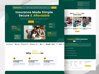 Insurance Landing page 3d animation branding design eb ux interface startup ui insurance insurance company insurance landing page insurance website logo motion graphics product startup ui ui uiux