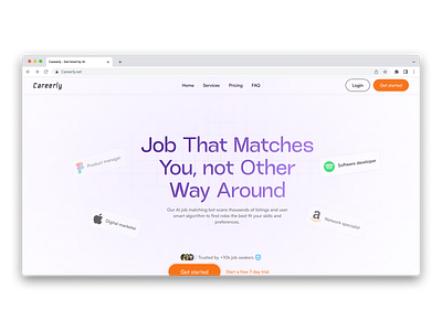 Saas - Careerly, get hired by AI ai glowy minimal modern saas