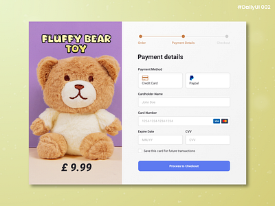 Daily UI #002 - Credit Card Checkout affinity affinity designer animals bear branding card children cute daily daily 100 challenge daily ui dailyui design graphic design illustration redesign toy toys ui ux