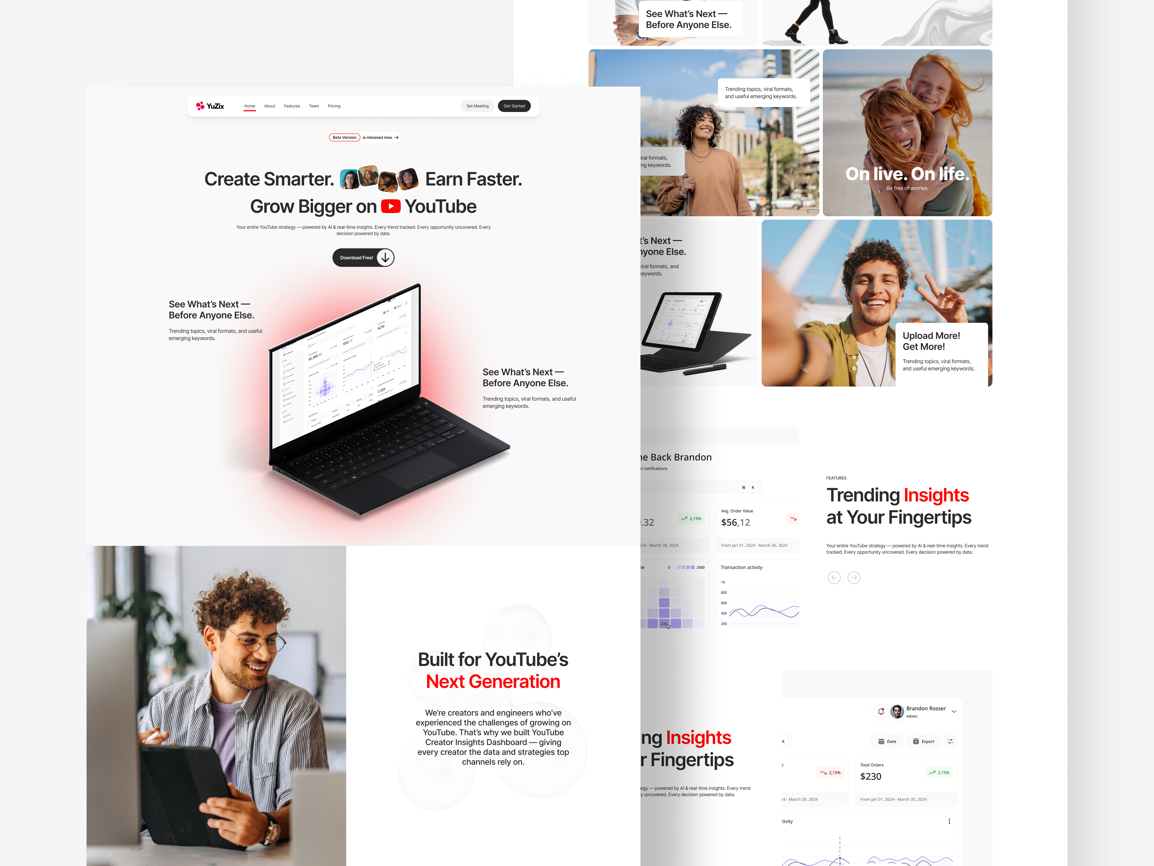 Yuzix - Video Analytics Web Design branding clean dashboard design minimal modern product saas ui ux uxui video analytics web website white youtue