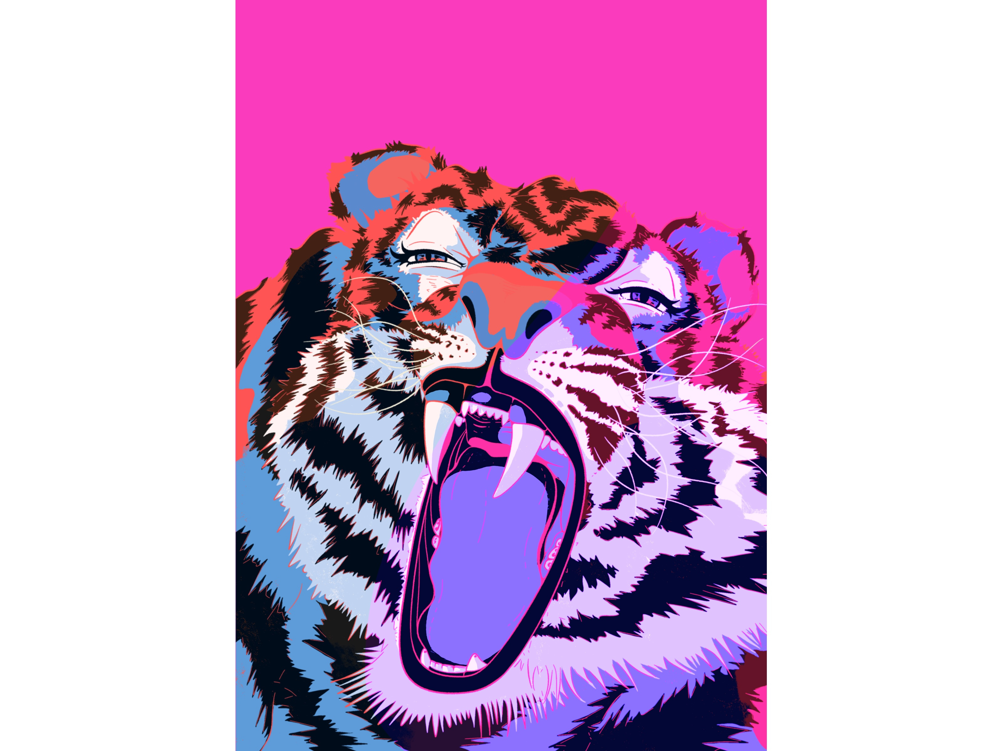 Tiger Jaw beast hand drawn illustration tiger