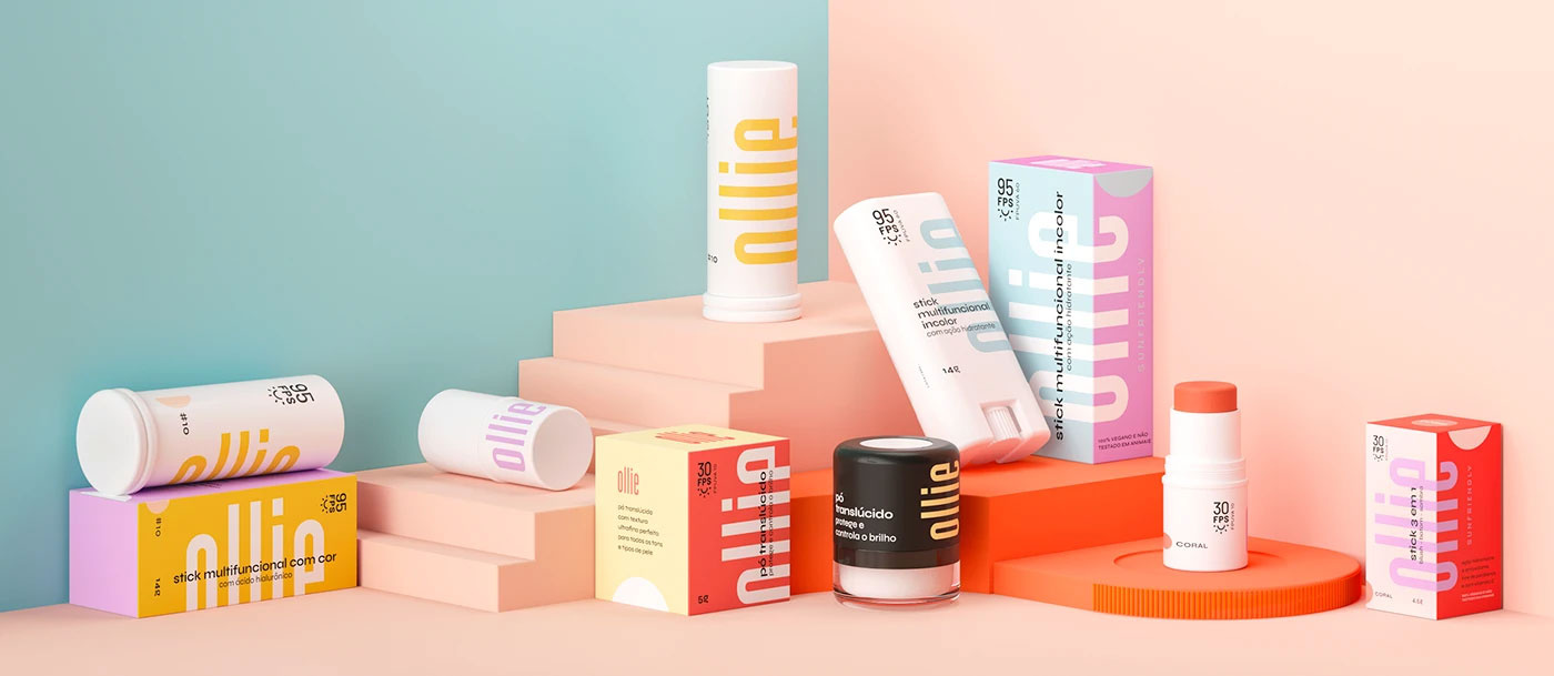 Ollie | Sunfriendly beaut brand identity graphic designer logo design makeup packging skincare solar protection sun screen visual identity