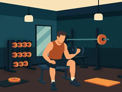 Man Lifting Dumbbell in Gym – Fitness Workout Animation 2d animation adobe illustrator after effects animation illustration motion design motion graphics vector video
