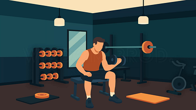 Man Lifting Dumbbell in Gym – Fitness Workout Animation 2d animation adobe illustrator after effects animation illustration motion design motion graphics vector video