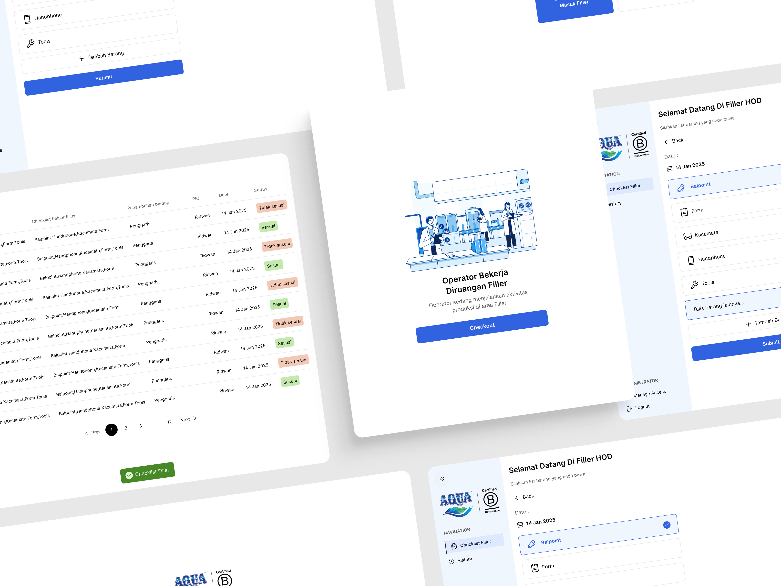 Dashboard Checklist Digital - Aqua aqua cheklist clean company dashboard design employee form illustration list machine monitoring product saas saas dashboard supitar ui ux web webapp