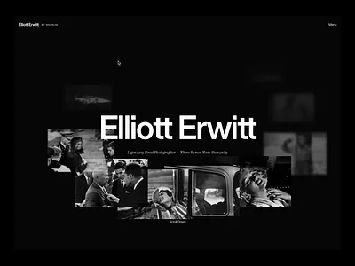 Elliott Erwitt / Portfolio and Personal Website animation black and white cursor design framer interactive design landing minimal photographer photography portfolio ui website