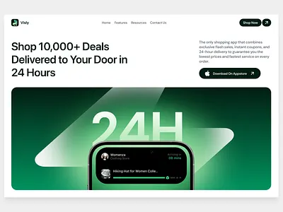 Ecommerce App Landing page/ Header Section app design design figma landing page landing pages saas section ui uiux web design website design