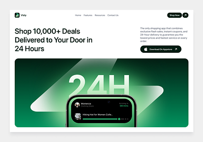 Ecommerce App Landing page/ Header Section app design design figma landing page landing pages saas section ui uiux web design website design