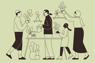 The Plantery community editorial family illustration people plant plant shop plants
