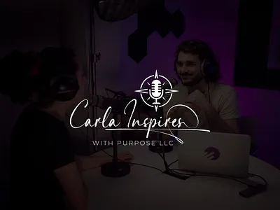 Carla Inspires Podcast Logo Design branding branding services compass logo graphic design logo logo designer microphone logo podcast branding podcast logo design