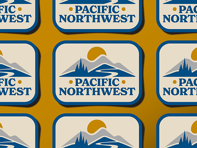 Pacific Northwest - Trails & Trees badge branding design hat hatpatch hiking illustration oregon outdoor outdoors patch river sun texture trailrunnning trails tree vintage vintagedesign