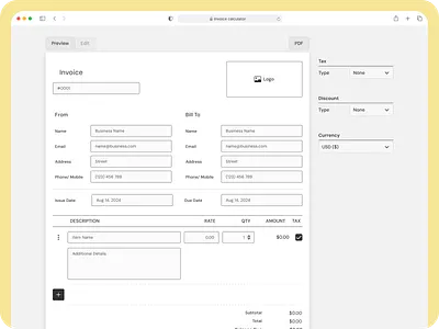 Invoice Calculator Wireframe calculator design figma graphic design invoice invoice calculator invoice design sudip sudip shrestha ui ui design ui ux ui ux design ux design