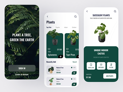 Mobile App: Plant Shop homeplants homeplants store mobile plant app mobile ui design online shop online store plant app plant store plant ui design planter tree care tree care app tree plant ui design