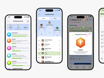 UI-UX for a Coaching App ✦ Mira achievements android branding gamification ios leaderboard mobile app design ui ux