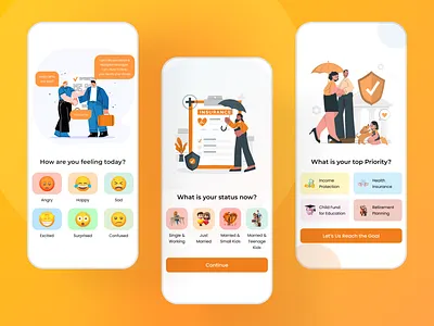 Insurance App Onboarding UI app illustration app onboarding clean ui design customer journey financial app fintech fintech uiux illustration income multiplier insurance app insurance app ui minimal ui design onboarding screens personal finance product design saas trendy ui ui ui design user experience
