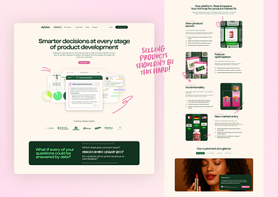 Aybee - E-commerce Research Landing page | Minimum Code bold design branding creative hero section designinspiration dribbble e commerce e commerce landing page graphic assets green design handwritted elements hero section landing page marketing landing page motion graphics ui uidesign website design