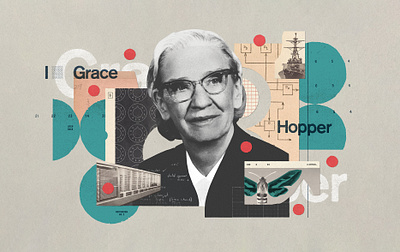 Grace Hopper art butterfly code collage computer computing digital art editorial feminism grace hopper history illustration magazine military moth navy tech technology