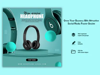Headphone social media poster design ads design aitservice2005 brand promotion ads branding ads content design creative ads design facebook ads graphic design headphone ads design headphone poster instagram ads poster poster design social media social media ads social media ads design social media poster design social media template