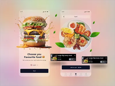 Food Delivery Mobile App Design-glassmorphism ui design animation app design in figma app design inspiration app landing page ui branding clean ui design creative app ui delivery app interface dribbble app showcase food delivery app logo mobile app concept mobile app prototype mobile app ui design modern food delivery app online food app ui uiux ux website