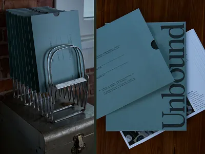 Unbound Collective 9x12 Sales Sleeve Mailers arkansas branding case studies case study collateral design flat hunter oden little rock lockup logotype mailer packaging print print design typography unbound collective vintage