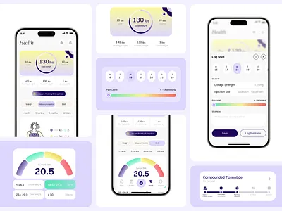 Weight loss tracking app | UI/UX | Healthcare clean daily planner health app healthcare tech healthcare ui injection tracker ios app medical app medication tracker minimal app design mobile dashboard modern ui design progress tracker symptom log ui uiux us case study weight management wellness pap wellness tech