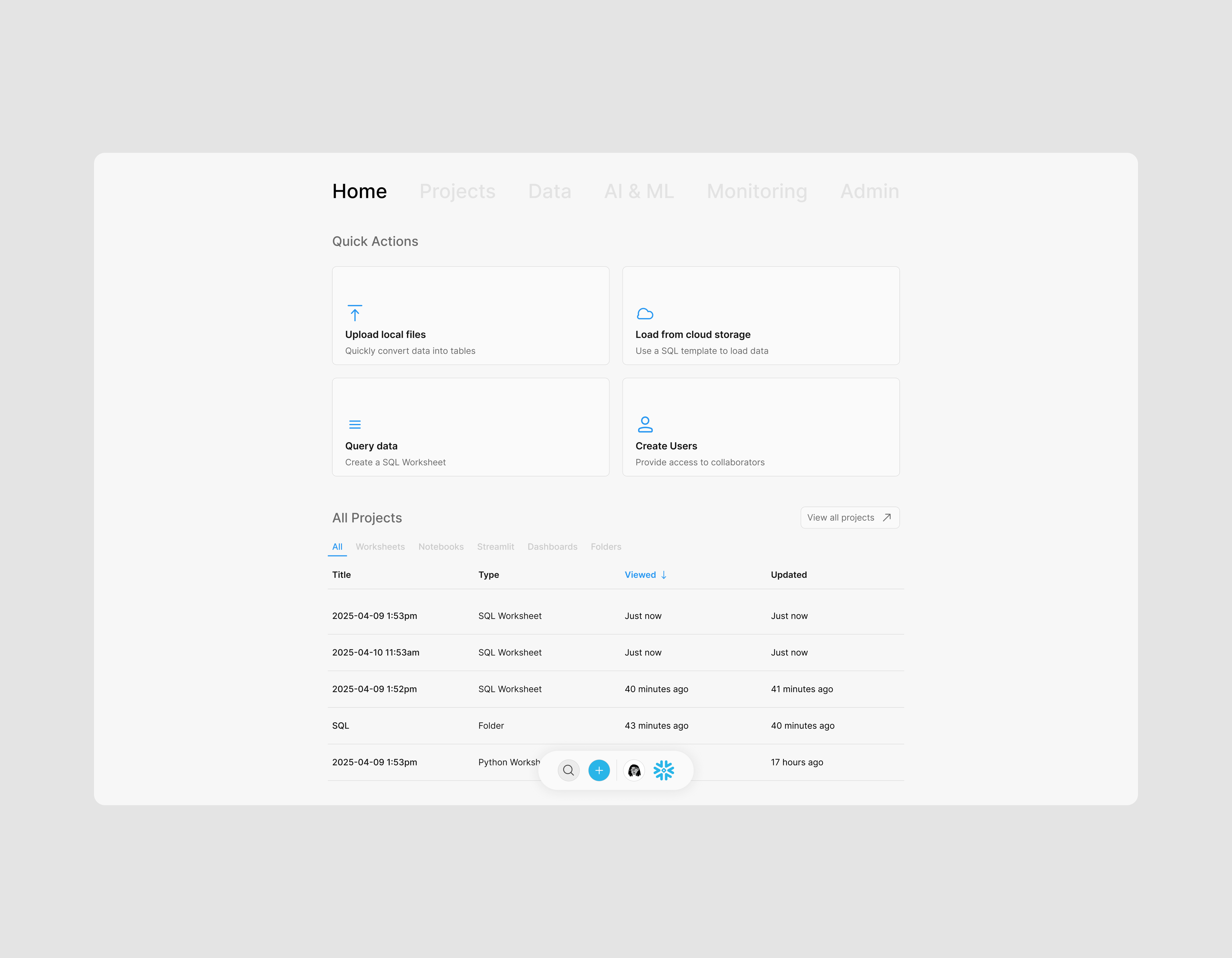 Snowflake | Product Redesign Concept data storage product design ui