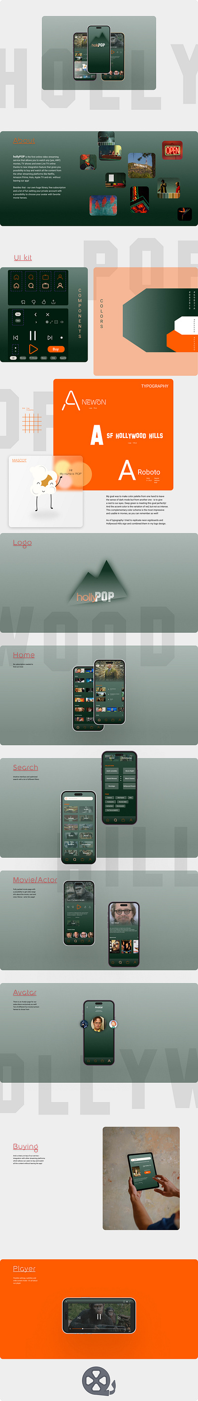 hollyPOP - online video streaming app app design graphic design illustration logo typography ui ux